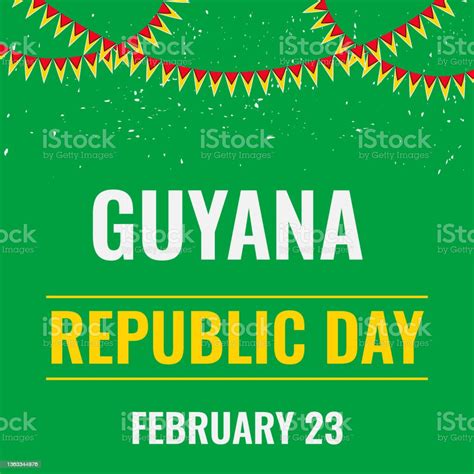 Guyana Republic Day Typography Poster With Flags National Holiday