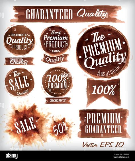 Set Of Watercolor Old Premium Quality Badges Collection Stylized
