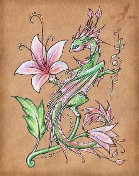 Wild Flower Dragon By Alviaalcedo On Deviantart Free Tattoo Designs