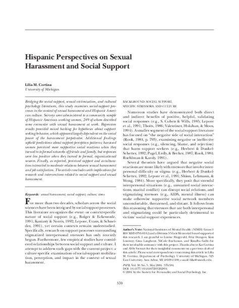 Pdf Hispanic Perspectives On Sexual Harassment And Social Support Lilia Cortina