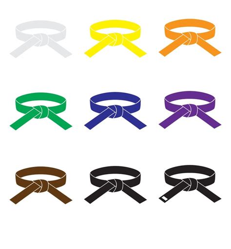 Karate Martial Arts Color Belts Icons Set Eps10 Vector 5263474