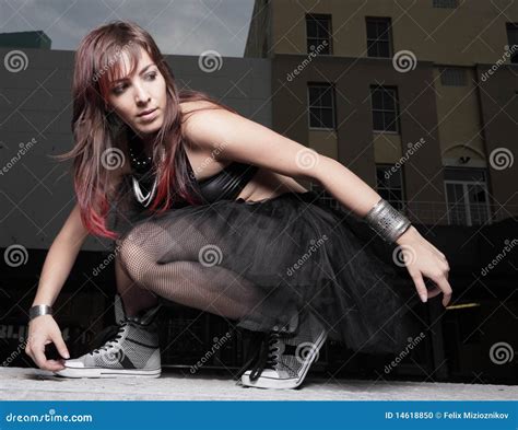 Woman Squatting Stock Photo Image Of Lady Adult Urban