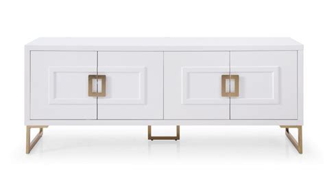 At some buffets, guests may be seated at the dining table and/or at small tables set up for the occasion. Modrest Leah - Contemporary White High Gloss & Champagne Gold Buffet - Buffets - Dining