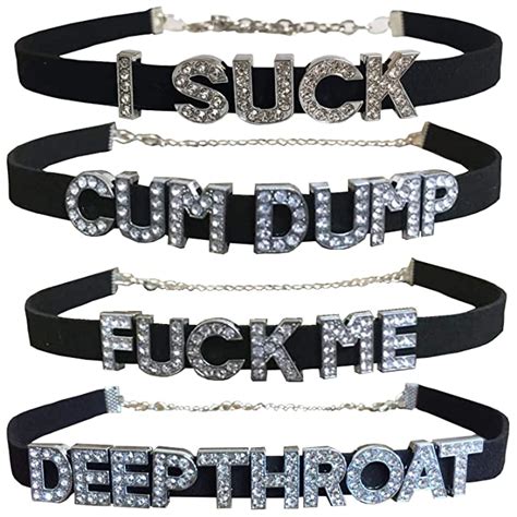 Buy 4 Pack Choker Necklaces Daddys Little Cum Dump Fck Me