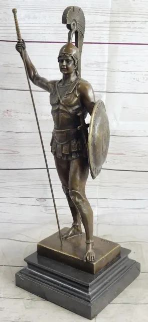 Achilles Rage Bronze Statue With Spear And Shield Handcrafted