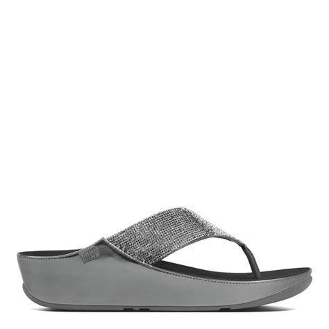 Pewter Crystall Toe Thong Sandals Brandalley