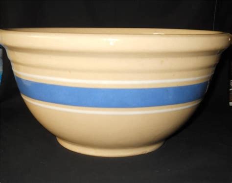 Vintage Watt Oven Ware Mixing Bowl Blue Band 12 Yellow Ware Stoneware