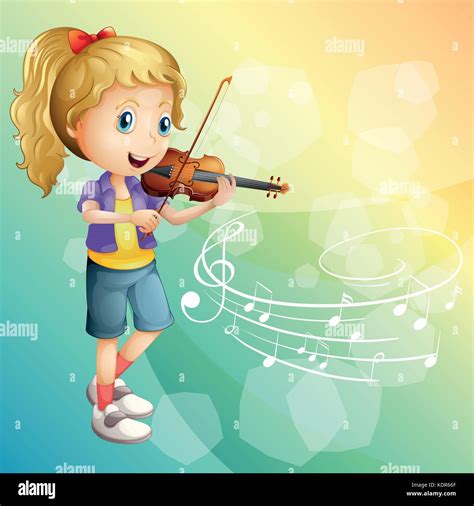 Little Girl Playing Violin Illustration Stock Vector Image And Art Alamy