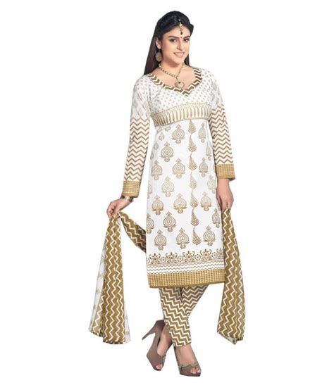 Mastani White And Beige Cotton Dress Material Buy Mastani White And