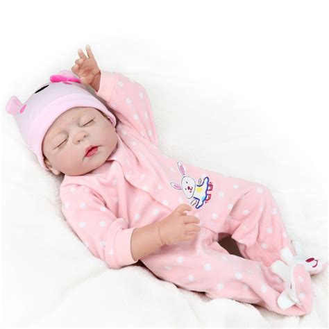 Silicon Reborn Babies Full Body 55 Cm Real Eyes Closed Girls Toddler