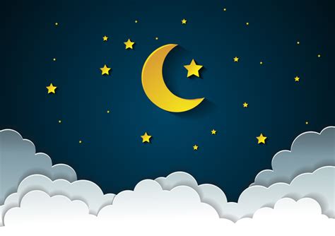 Moon With Stars And Cloud In Nightime Cartoon Vector Free Download