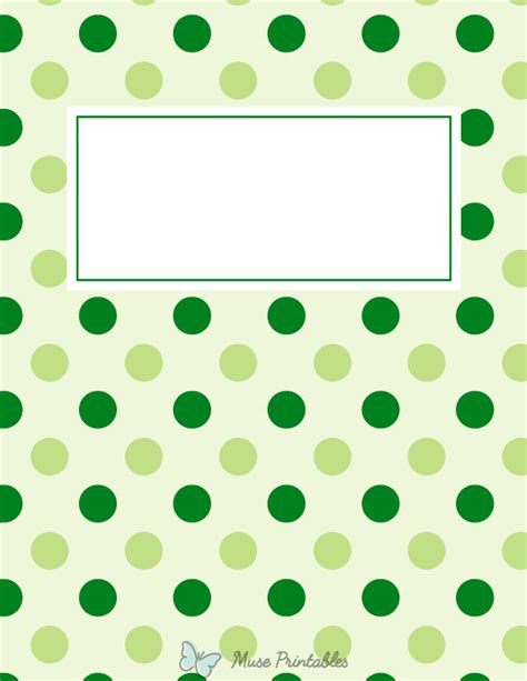 Printable Green Polka Dot Binder Cover
