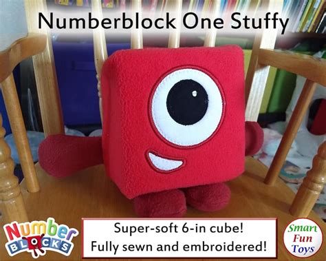 Numberblock One Stuffy High Quality Plush 6 In Cube Fully Etsy