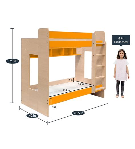 Buy Flexi Bunk Bed With Display Shelves In Orange Colour By Yipi Online Online Standard Bunk