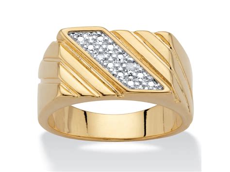 PalmBeach Jewelry Men S Diamond Accent 14k Gold Plated Diagonal