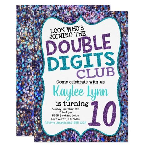Double Digits 10th Birthday Party Invitation 10th Birthday Party Ideas