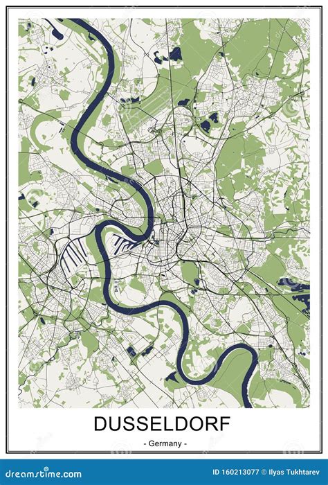 Map Of The City Of Dusseldorf Germany Stock Illustration