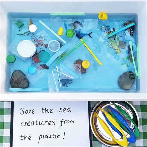 Save The Oceans Sensory Bin Preschool Recycling Activities For Kids