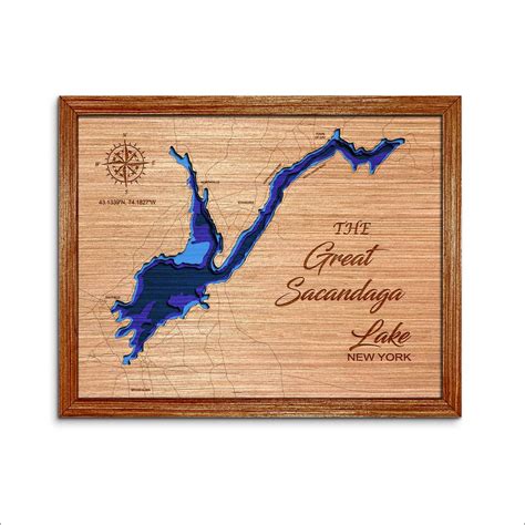 The Great Sacandaga Lake In New York 3d Topographical Map Etsy