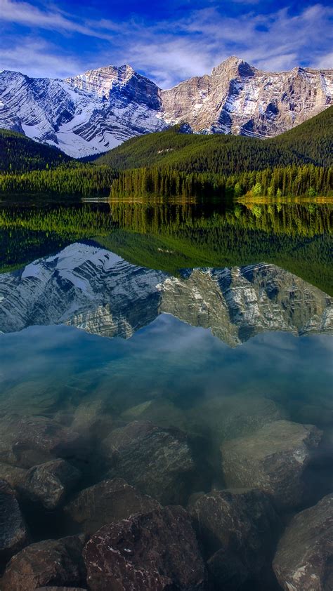 Mountain Landscape Reflection Mountains Lake Rocks Iphone