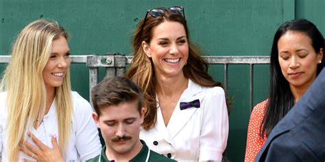 Kate Middleton Wears Belted White Dress At Wimbledon 2019