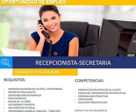 Recepcionista Secretaria Tegucigalpa