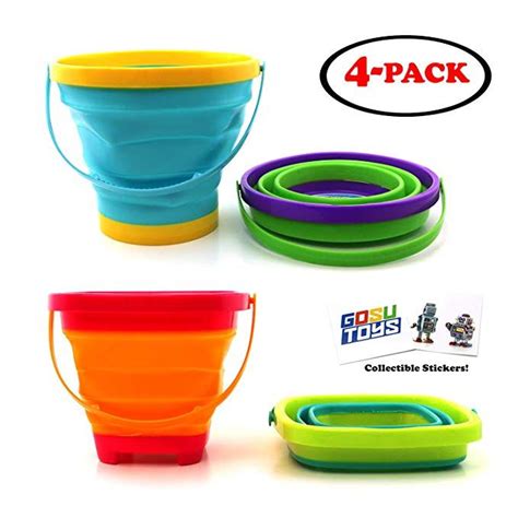 Gosu Toys Foldable Sand Bucket Expandable Sand Pail Square And Circle For Beach