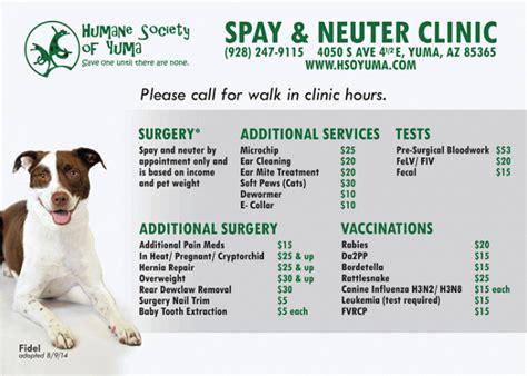 How much does vaccination cost? Walk-In Vaccine Clinics - Humane Society of Yuma - Animal ...