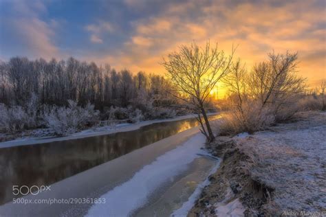 Beautiful Winter Sunrise On A River By Alekseimalygin Winter