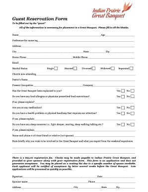 Guest Reservation Form Fill And Sign Printable Template Online