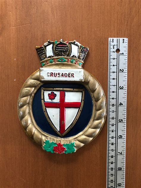 Vintage Hmcs Crusader Tampion Ships Crest Badge Cr Class Etsy