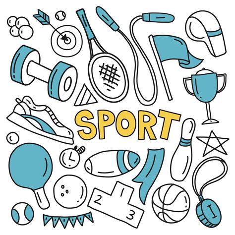 Premium Vector Sports Themed Doodles Vector Illustration