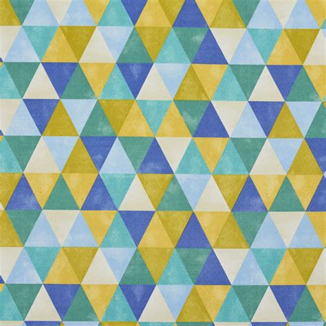 B032 Blue Green And Yellow Geometric Triangles Outdoor Indoor
