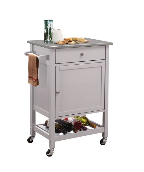 25 X 17 X 34 Stainless Steel And Gray Kitchen Cart