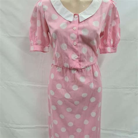 Vintage Pink Polka Dot Dress S