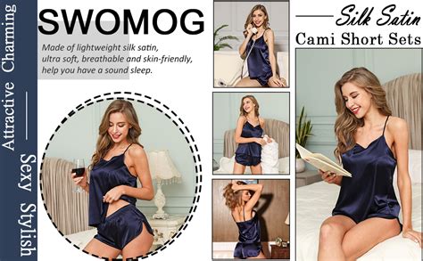 Swomog Conjunto De Pijama Sexy De Seda De Satén Para Mujer Azul Royal Xxl Mx