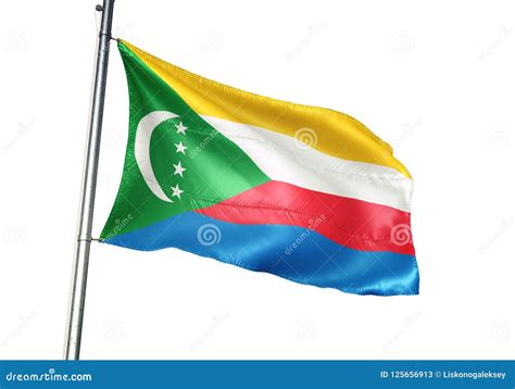 El Agitar De La Bandera Nacional De Los Comoro Aislado En El Ejemplo