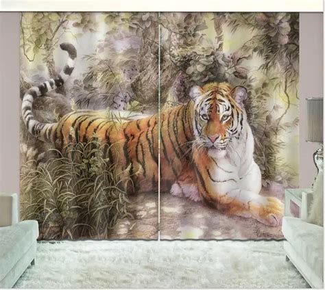 Animal Tiger Curtain Luxury Blackout 3d Window Curtain Living Room