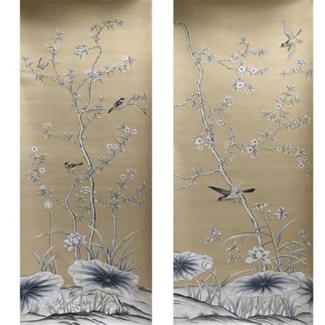 China Hand Painted Chinoiserie Wallpaper Silk Fabric Wallcovering
