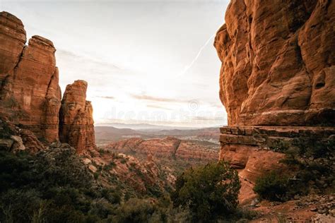 Wide Angle View Of Best Sunset In Sedona Arizona From Cathedral Rock