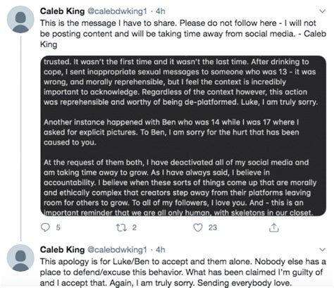 Tiktok Star Caleb King Apologizes For Sexual Texts To Minor