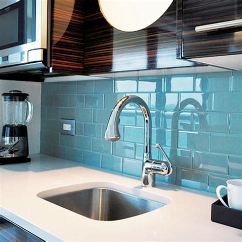 Sky Blue Glass Tile Kitchen Backsplash Subway Tile Outlet