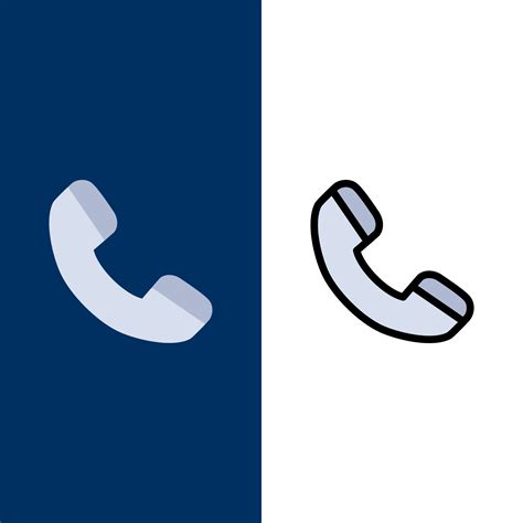 Call Phone Telephone Icons Flat And Line Filled Icon Set Vector Blue