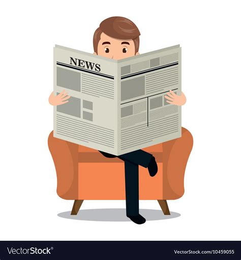 Man Reading Newspaper Icon Royalty Free Vector Image