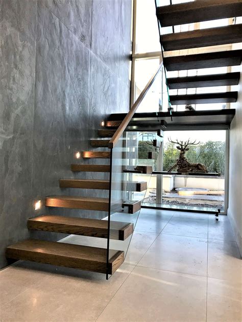 Floating Dark Oak Stairs With Glass Balustrade Floating Stairs