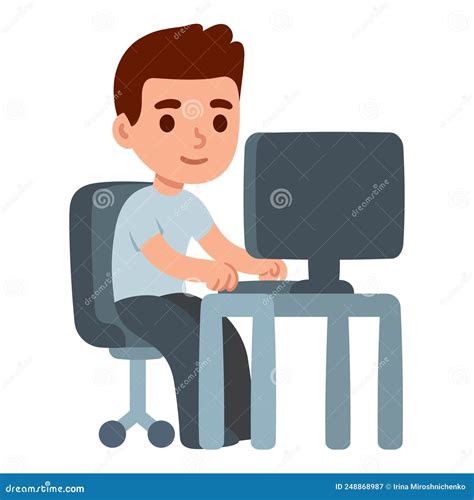 Cartoon Man Working At Desk Stock Vector Illustration Of Desk