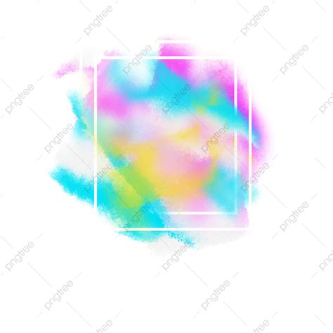 Free Psd White Transparent Colorful Watercolor Frame Border Free Png