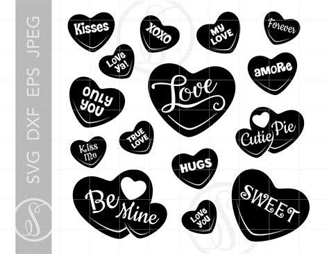 Candy Hearts SVG Clip Art Cut Files Valentines Hearts Svg | Etsy