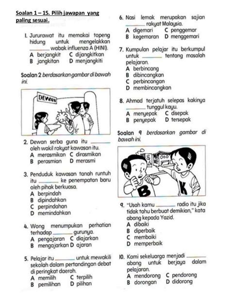 Jadi, kita simpan juga di sini sebagai backup. Soalan Pemahaman Bahasa Melayu Tahun 3 | Malay language ...