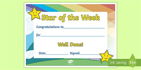 Star Of The Week Certificate Hecho Por Educadores Twinkl